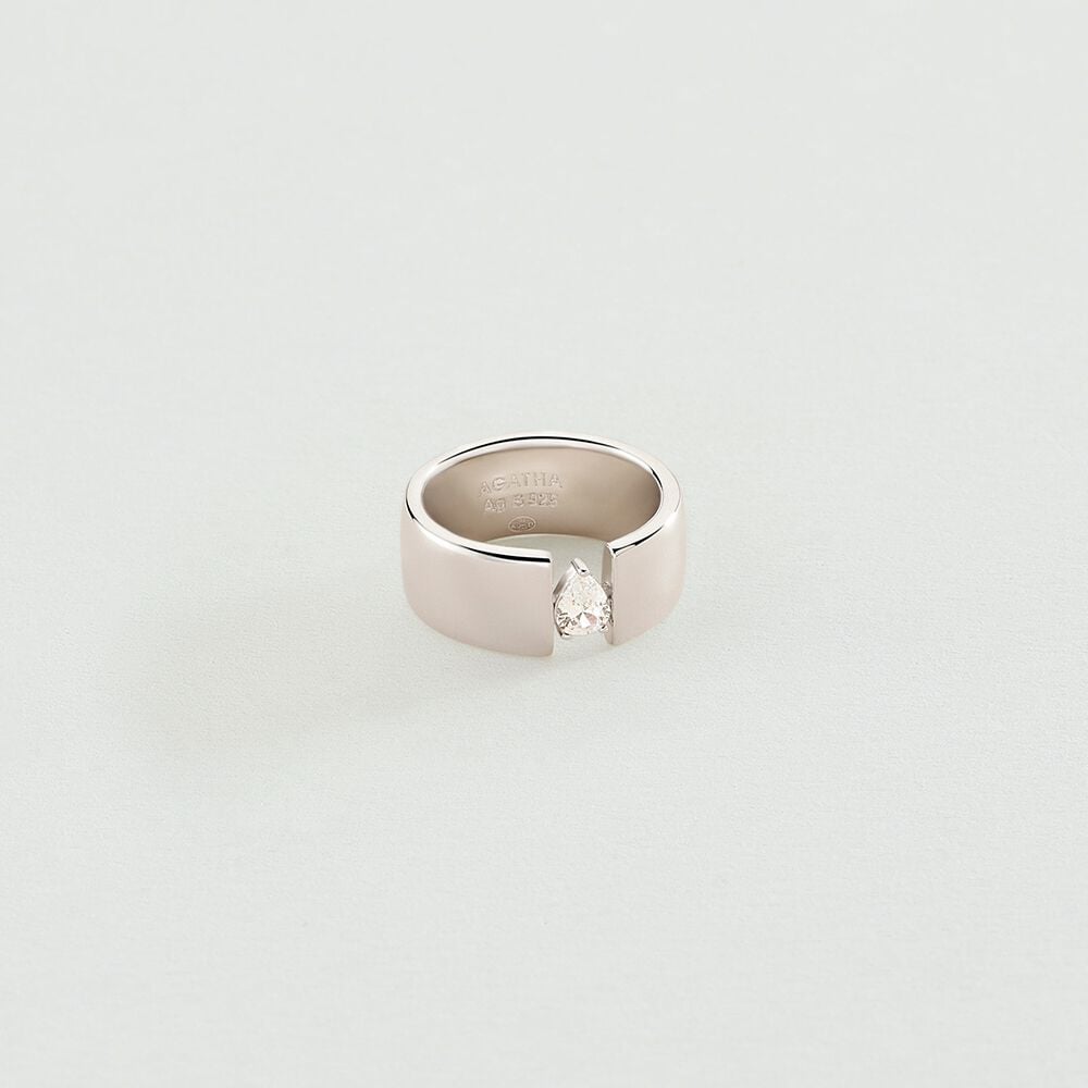 Bague large JADE - Cristal / Argenté - 1