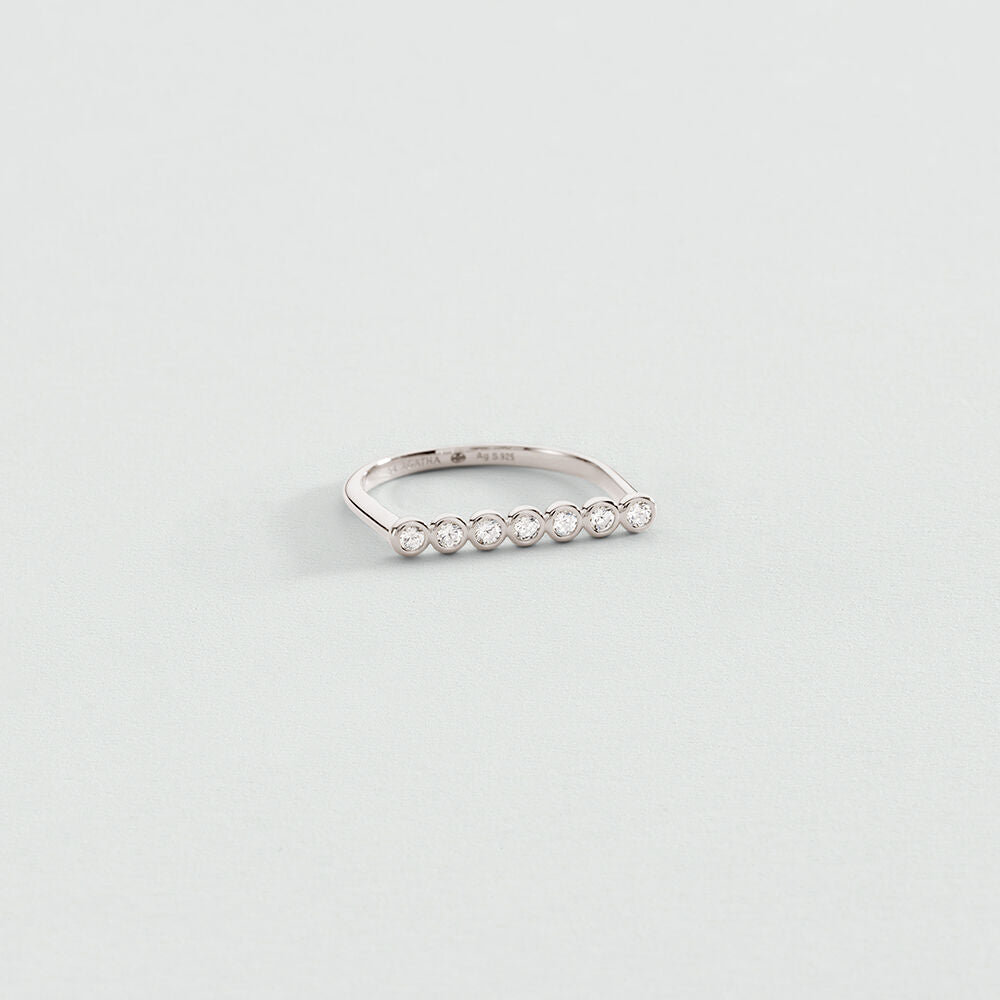Bague fine ODÉON - Cristal / Argenté - 1