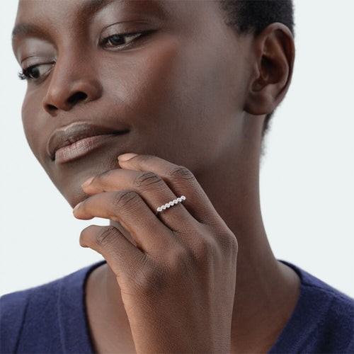 Bague fine ODÉON - Cristal / Argenté - 2