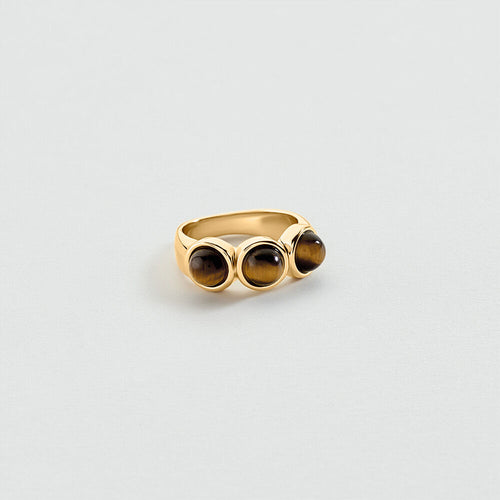 Bague fine TRIO DE PIERRES BATIGNOLLES - Marron / Doré - 1