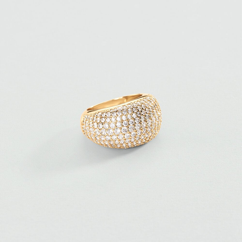 Bague large PALAIS ROYAL PAVEE - Cristal / Doré - 1