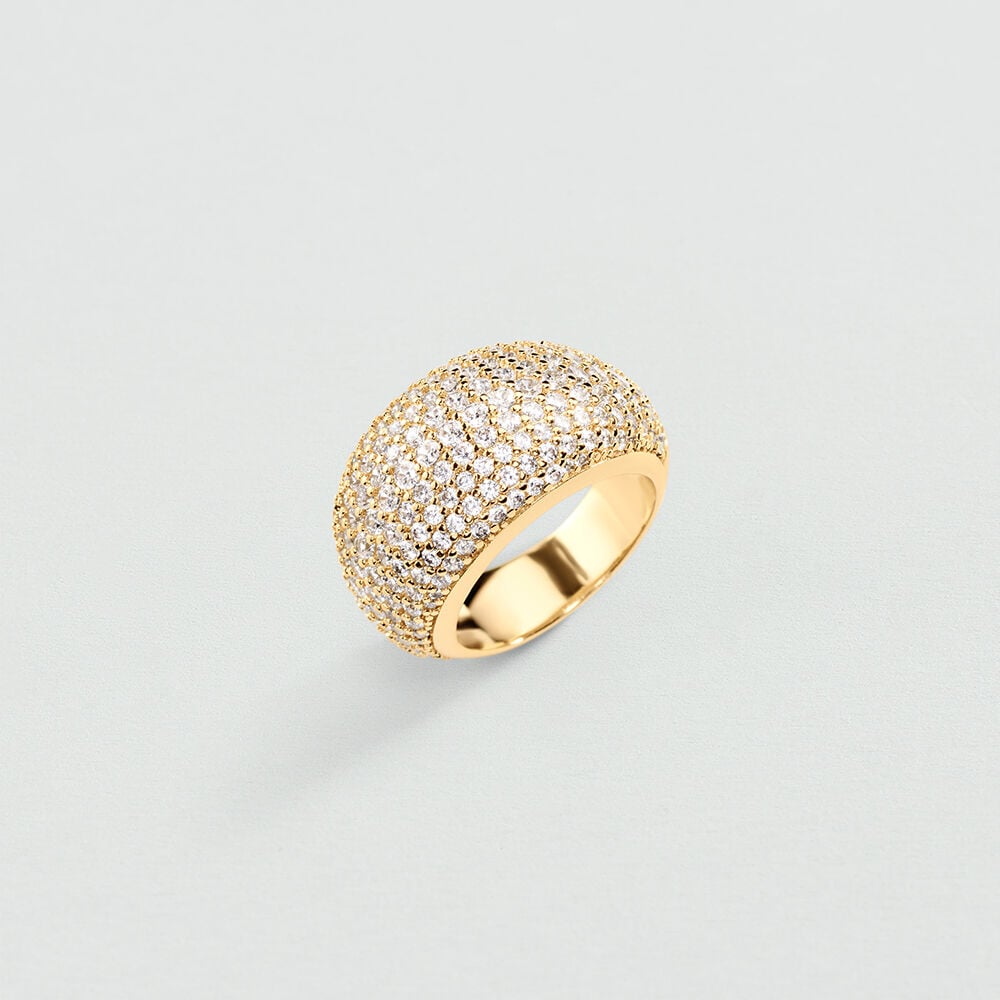 Bague large PALAIS ROYAL PAVEE - Cristal / Doré - 2