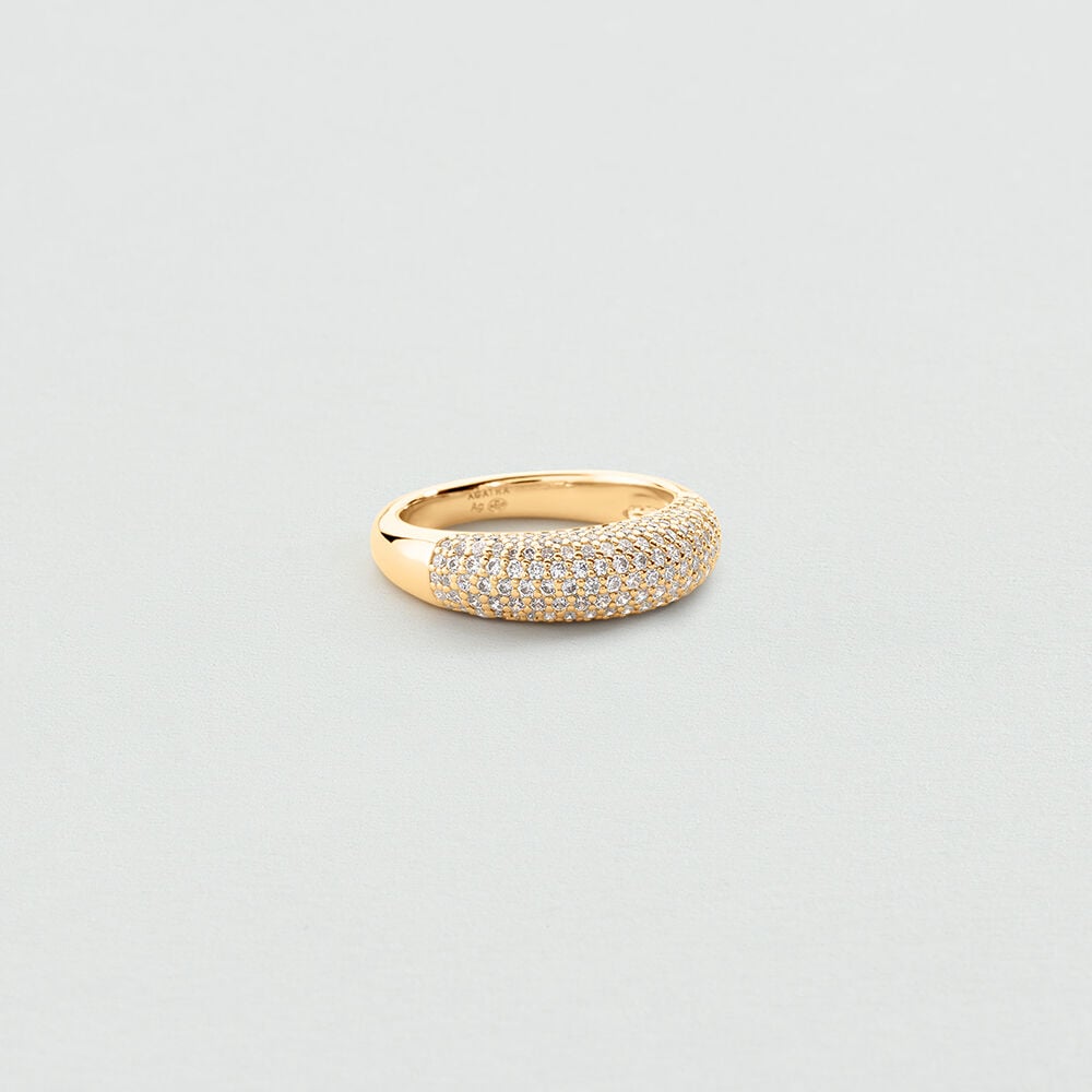 Bague fine XOXO PAVÉ - Cristal / Doré - 1