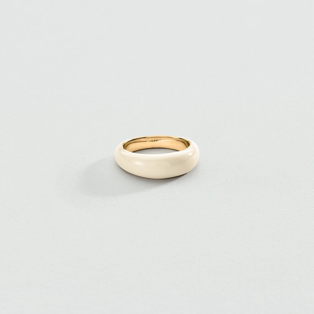 Bague fine LEO - Blanc / Doré - 1
