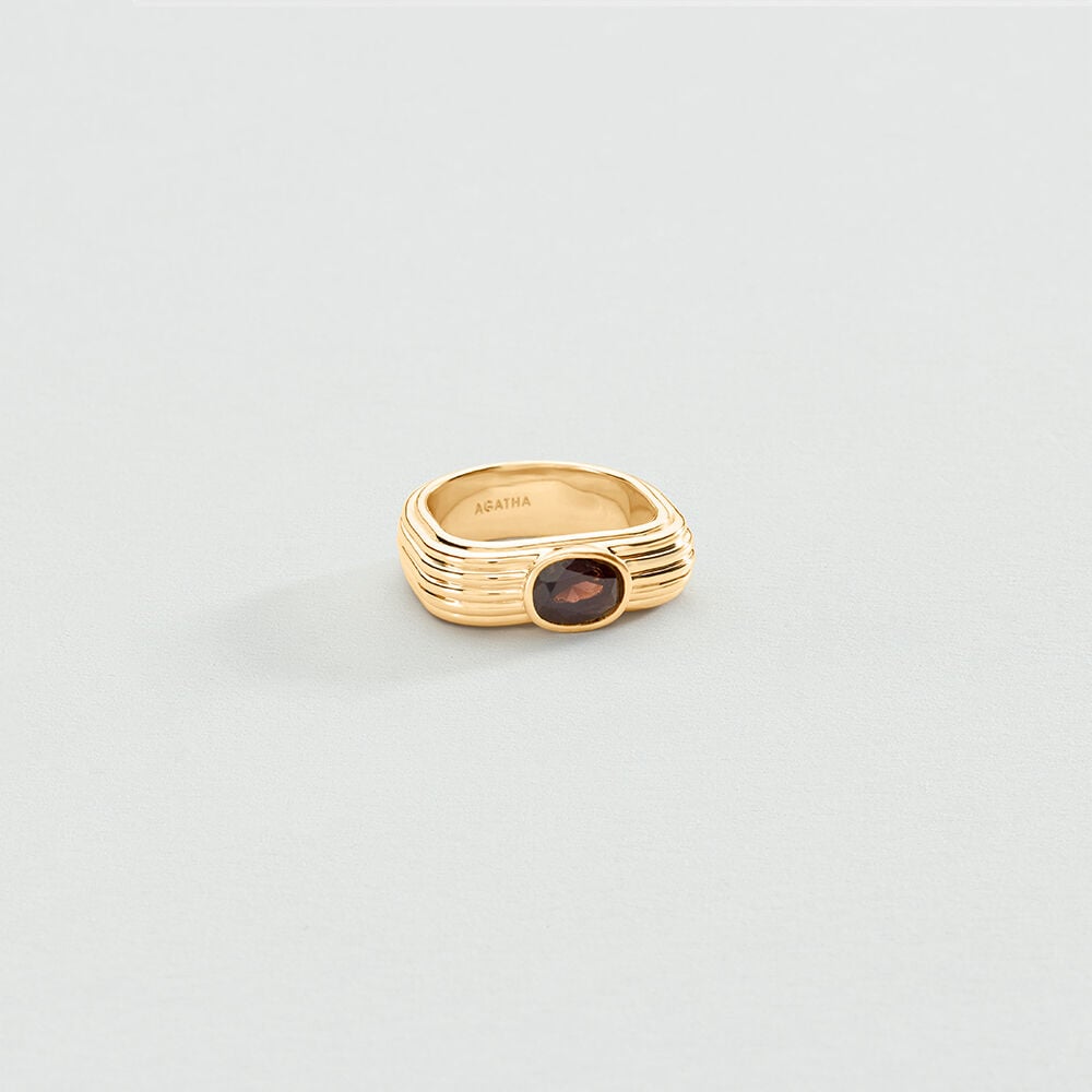 Bague fine HAUSSMANN - Marron / Doré - 1