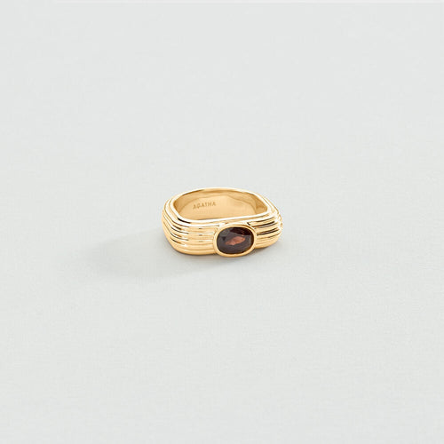 Bague fine HAUSSMANN - Marron / Doré - 1