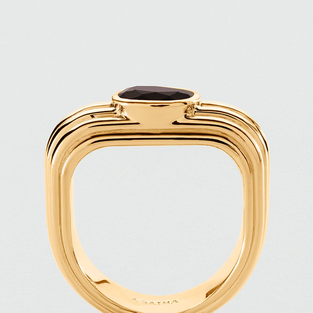 Bague fine HAUSSMANN - Marron / Doré - 2