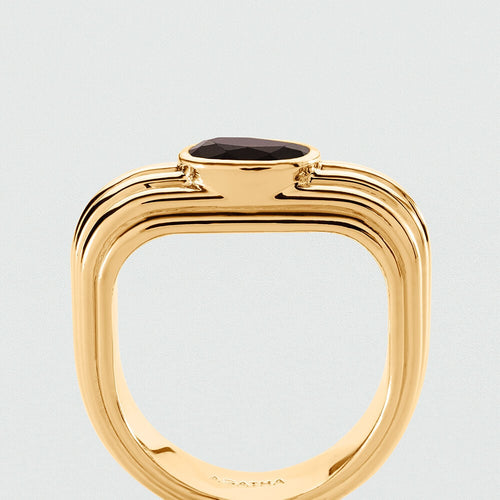 Bague fine HAUSSMANN - Marron / Doré - 2