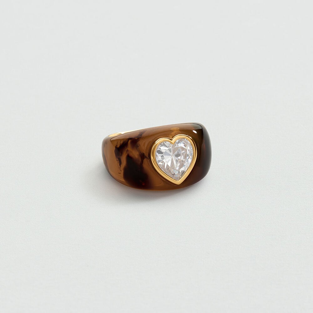 Bague large COEUR VICTOIRE - Ecaille / Doré - 1