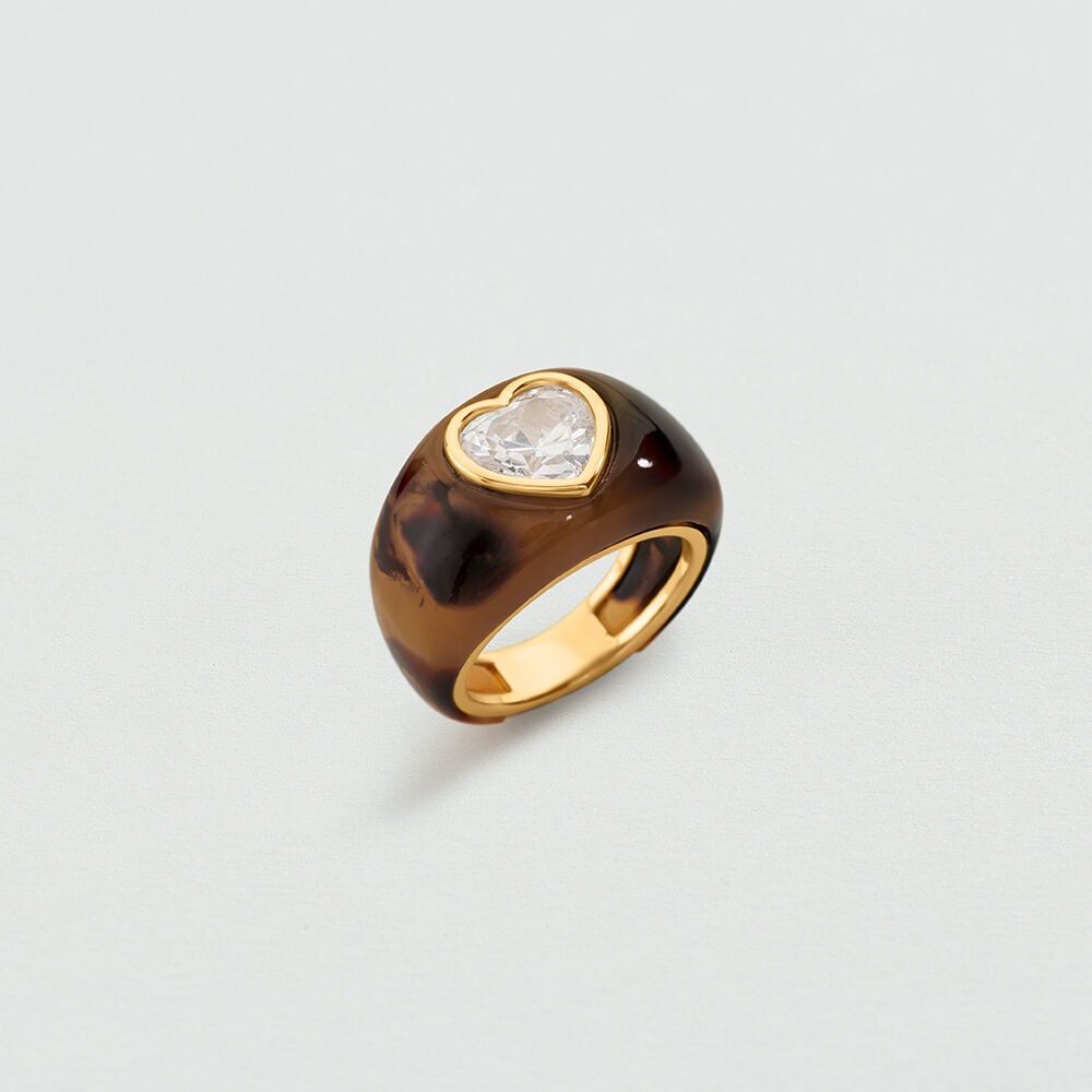Bague large COEUR VICTOIRE - Ecaille / Doré - 2