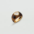 Bague large COEUR VICTOIRE - Ecaille / Doré - 2