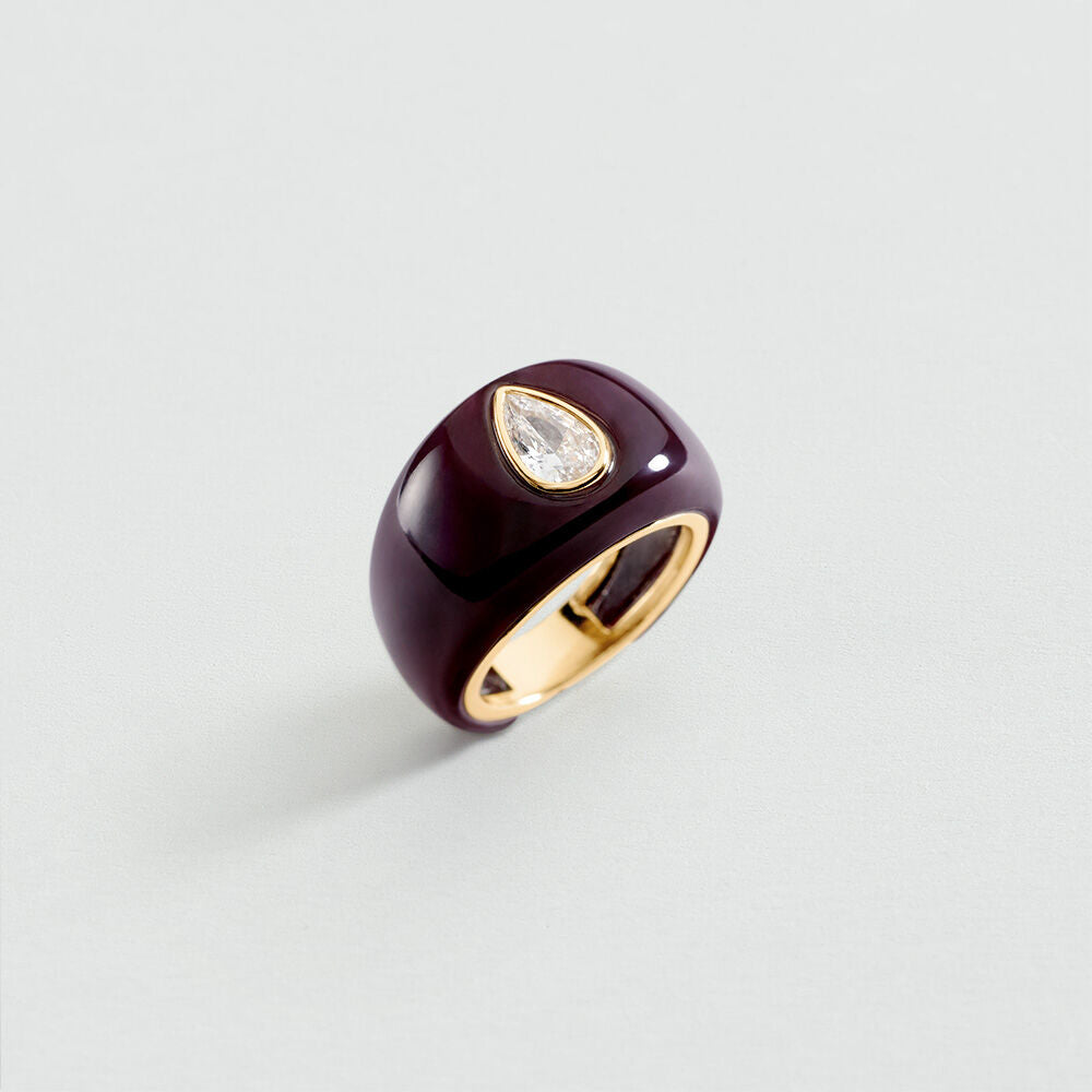 Bague large GOUTTE VICTOIRE - Aubergine / Doré - 2