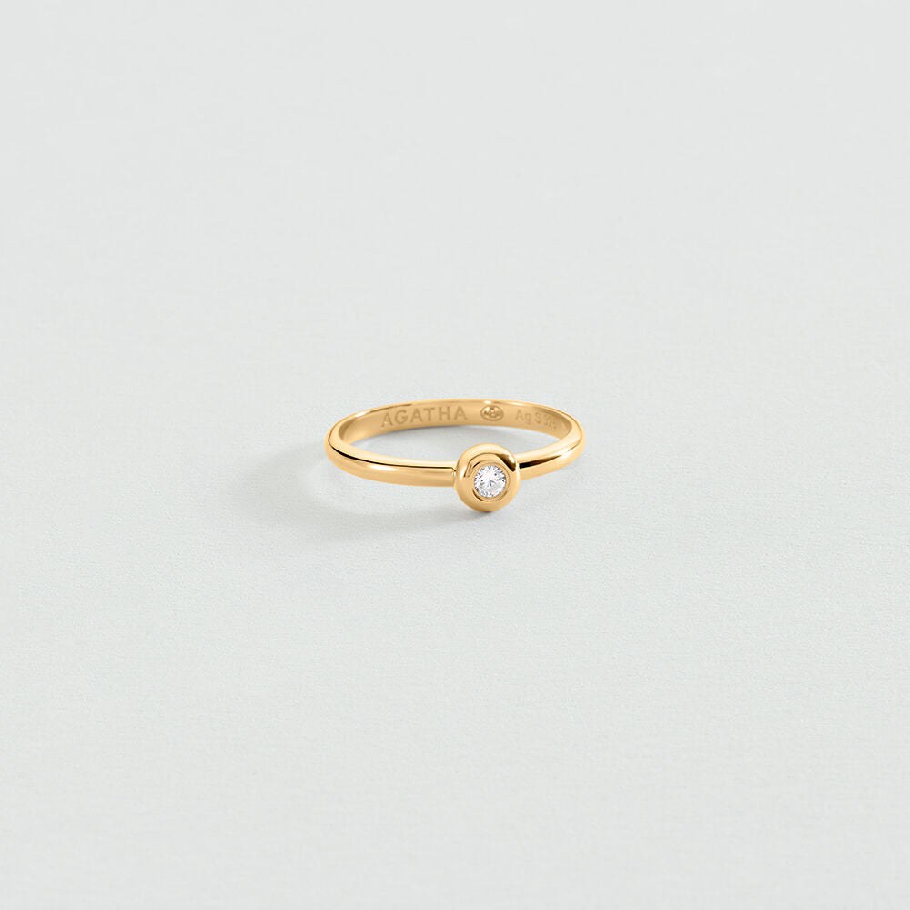 Bague fine ODÉON - Cristal / Doré - 1
