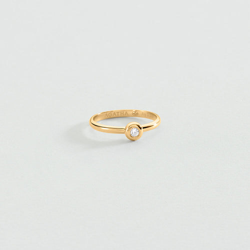 Bague fine ODÉON - Cristal / Doré - 1