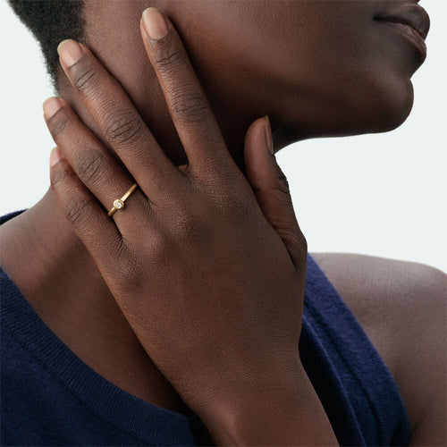 Bague fine ODÉON - Cristal / Doré - 2