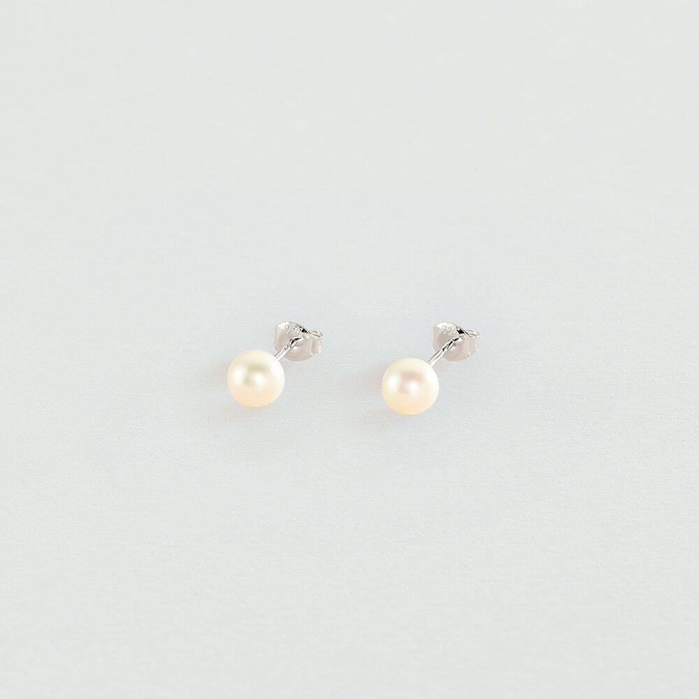 Boucles d'oreilles puces PERLYS - Perle / Argenté - 1