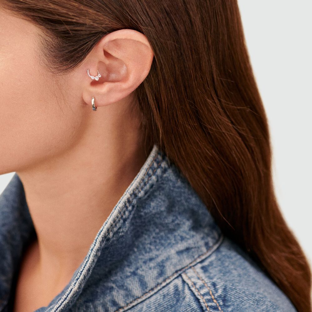 Piercing créole MIX & MATCH - Cristal / Argenté - 2