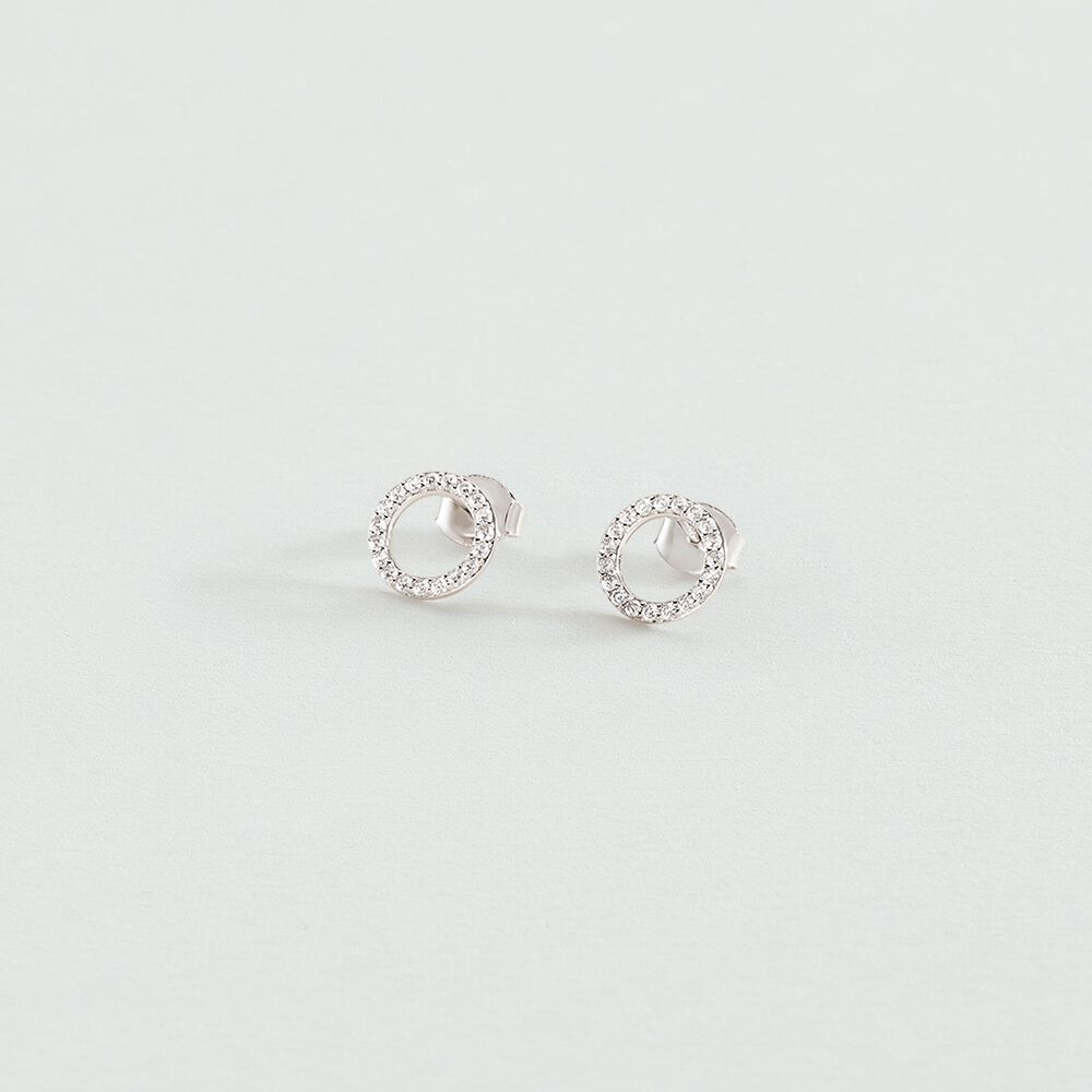 Boucles d'oreilles puces RONDOU - Cristal / Argenté - 1