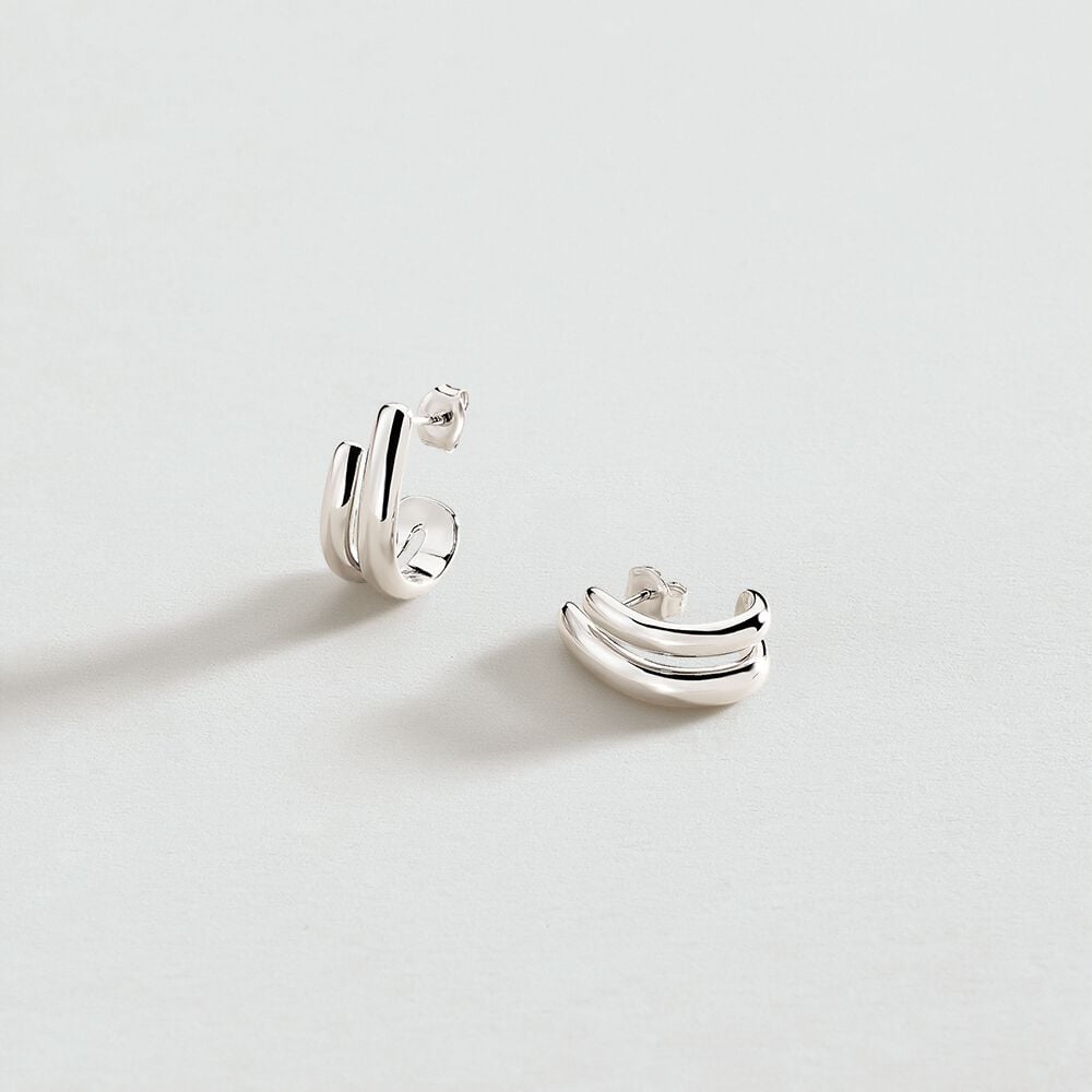 Boucles d'oreilles pendantes TRIJONC - Argenté - 1