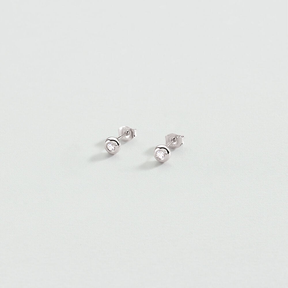Boucles d'oreilles puces ODÉON - Cristal / Argenté - 1