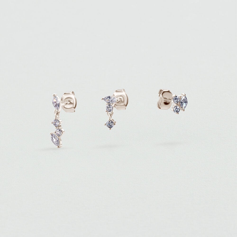 Set de boucles d'oreilles PAVÉES MIX & MATCH - Cristal / Argenté - 1