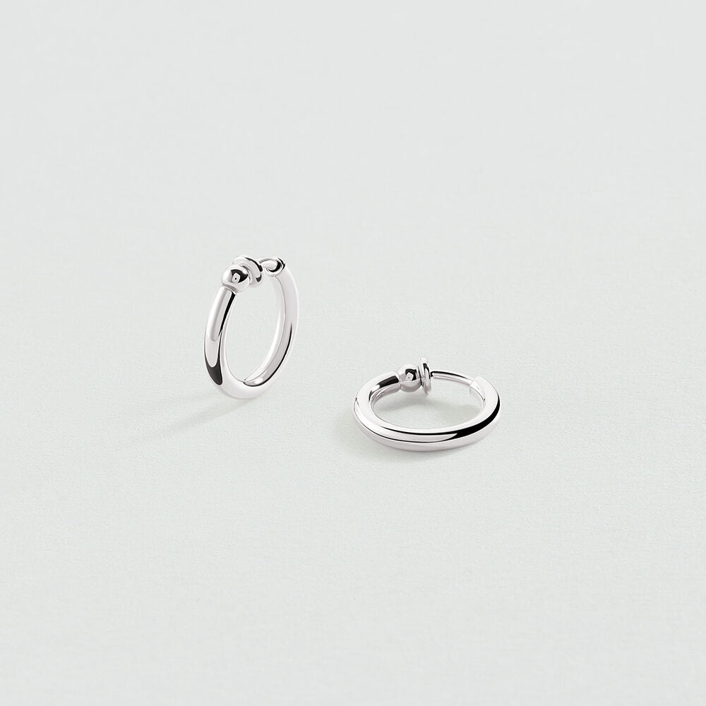 Boucles d'oreilles clips CRÉOLES PISTON - Argenté - 1
