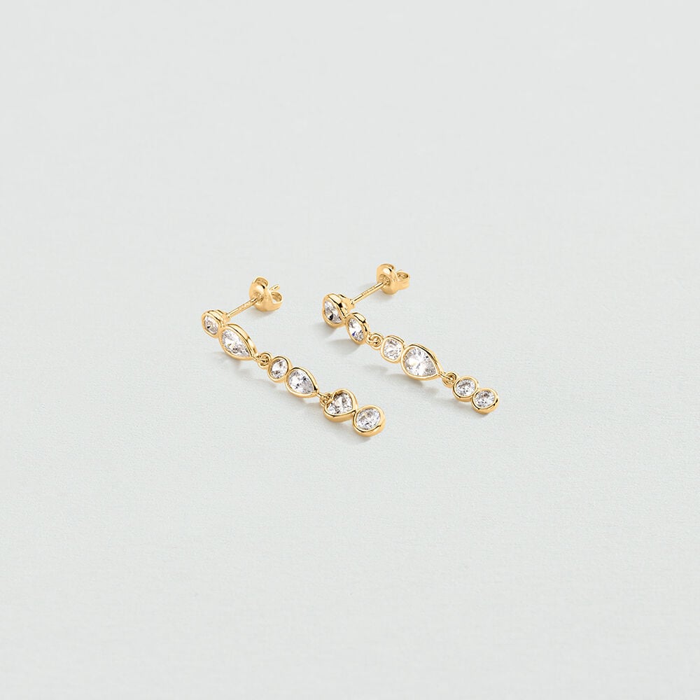 Boucles d'oreilles pendantes CANDY - Cristal / Doré - 1