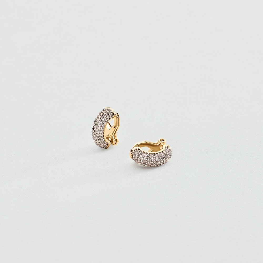 Boucles d'oreilles clips CREOLES - Cristal / Doré - 1