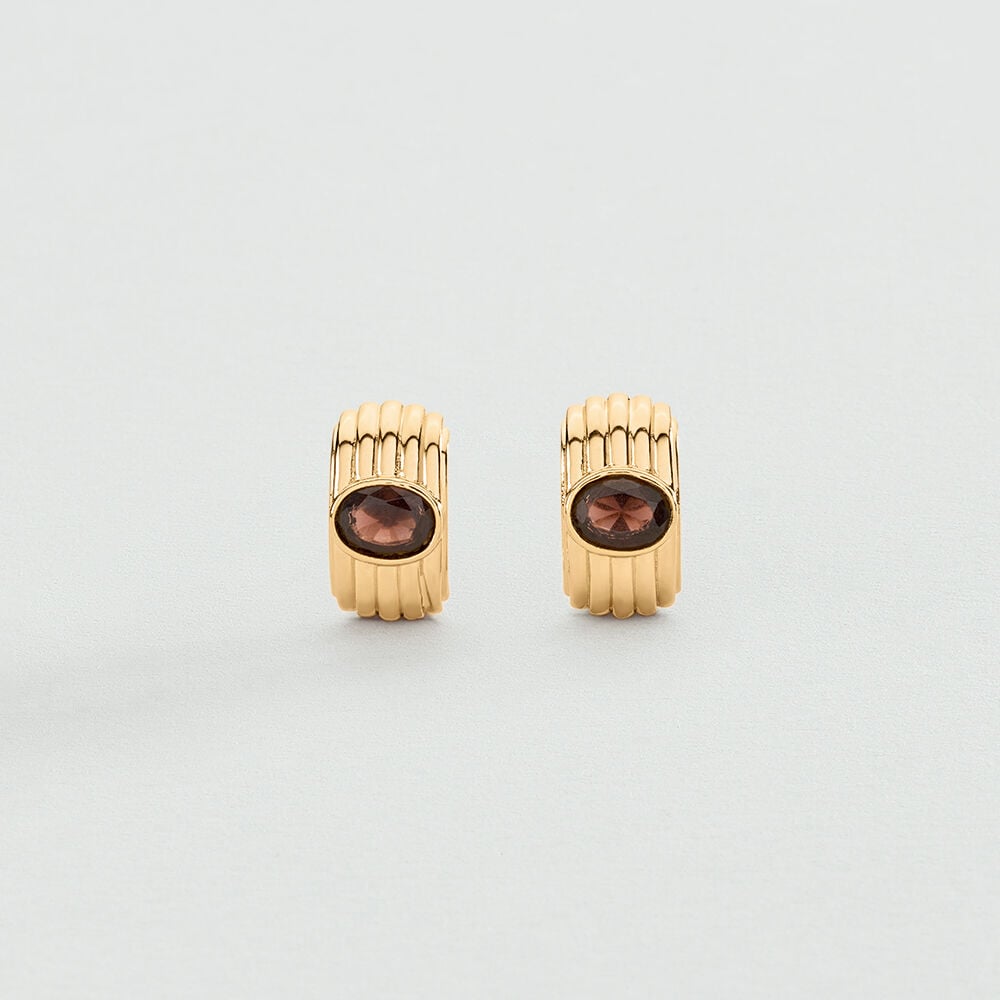Boucles d'oreilles pendantes HAUSSMANN - Marron / Doré - 1