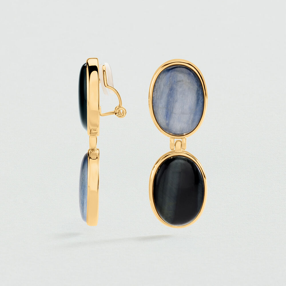 Boucles d'oreilles pendantes LA RIVIERA - Bleu / Doré - 2