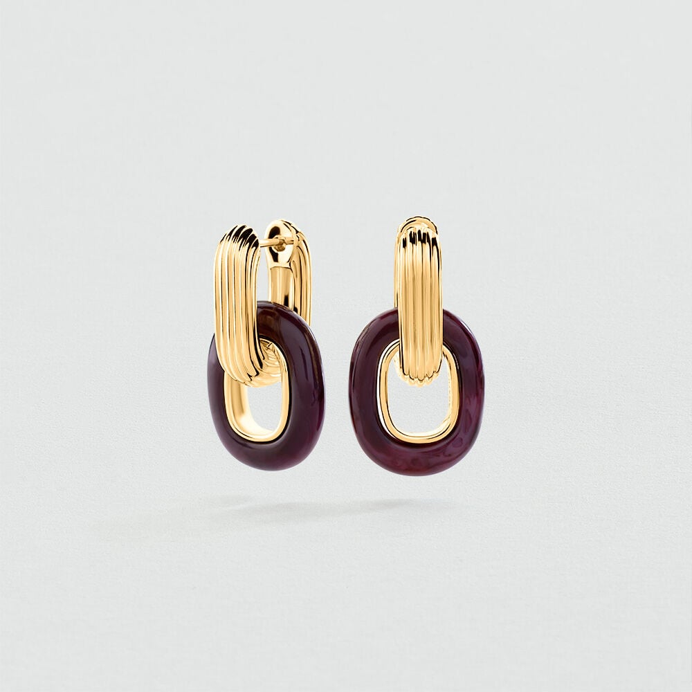 Créoles PALAIS ROYAL PETIT MODÈLE - Aubergine / Doré - 1