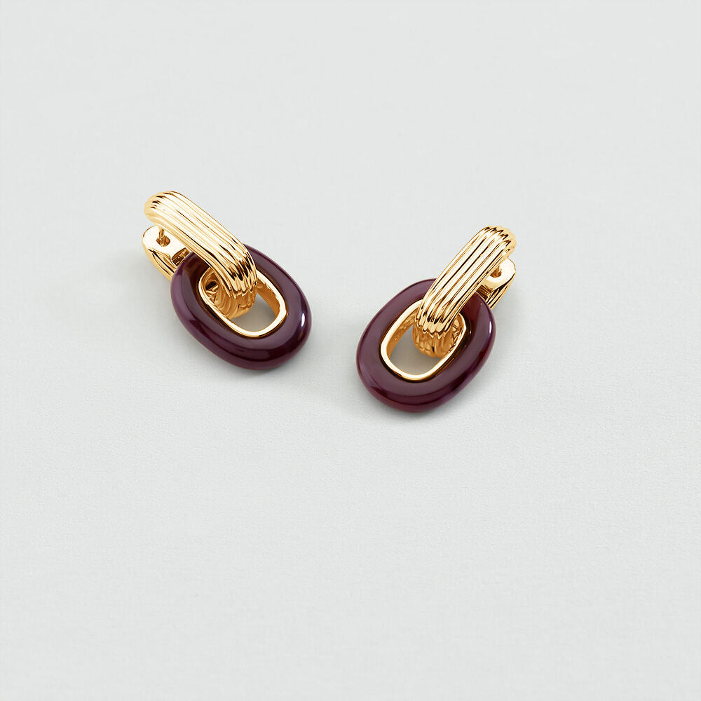 Créoles PALAIS ROYAL PETIT MODÈLE - Aubergine / Doré - 2