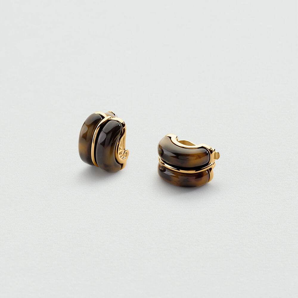 Boucles d'oreilles clips TURENNE - Ecaille / Doré - 1
