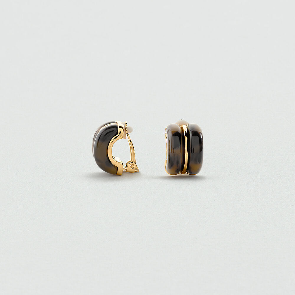 Boucles d'oreilles clips TURENNE - Ecaille / Doré - 2