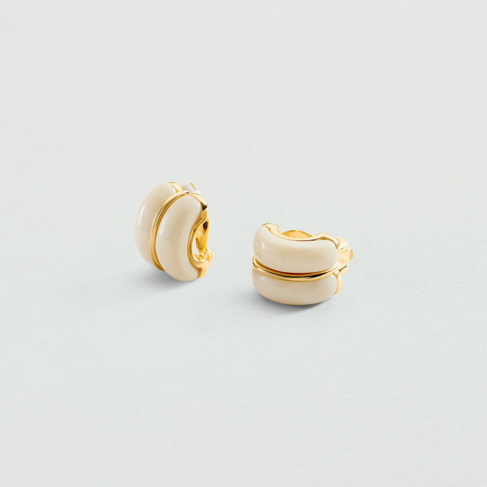 Boucles d'oreilles clips TURENNE - Ivoire / Doré - 1