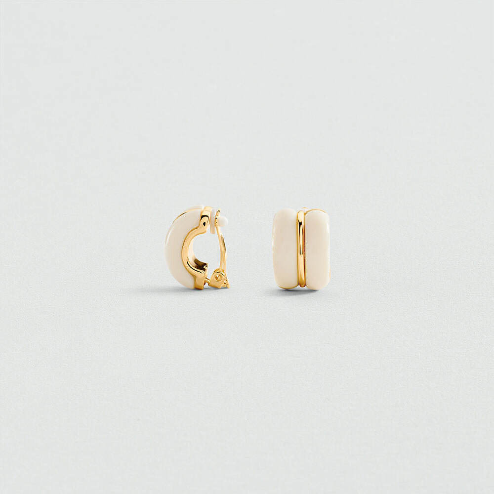 Boucles d'oreilles clips TURENNE - Ivoire / Doré - 2