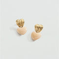 Boucles d'oreilles pendantes SACRÉ CŒUR - Ivoire / Doré - 1