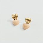 Boucles d'oreilles pendantes SACRÉ CŒUR - Ivoire / Doré - 1