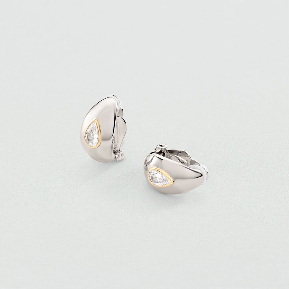 Boucles d'oreilles clips GOUTTE VICTOIRE - Cristal / Argenté - 1