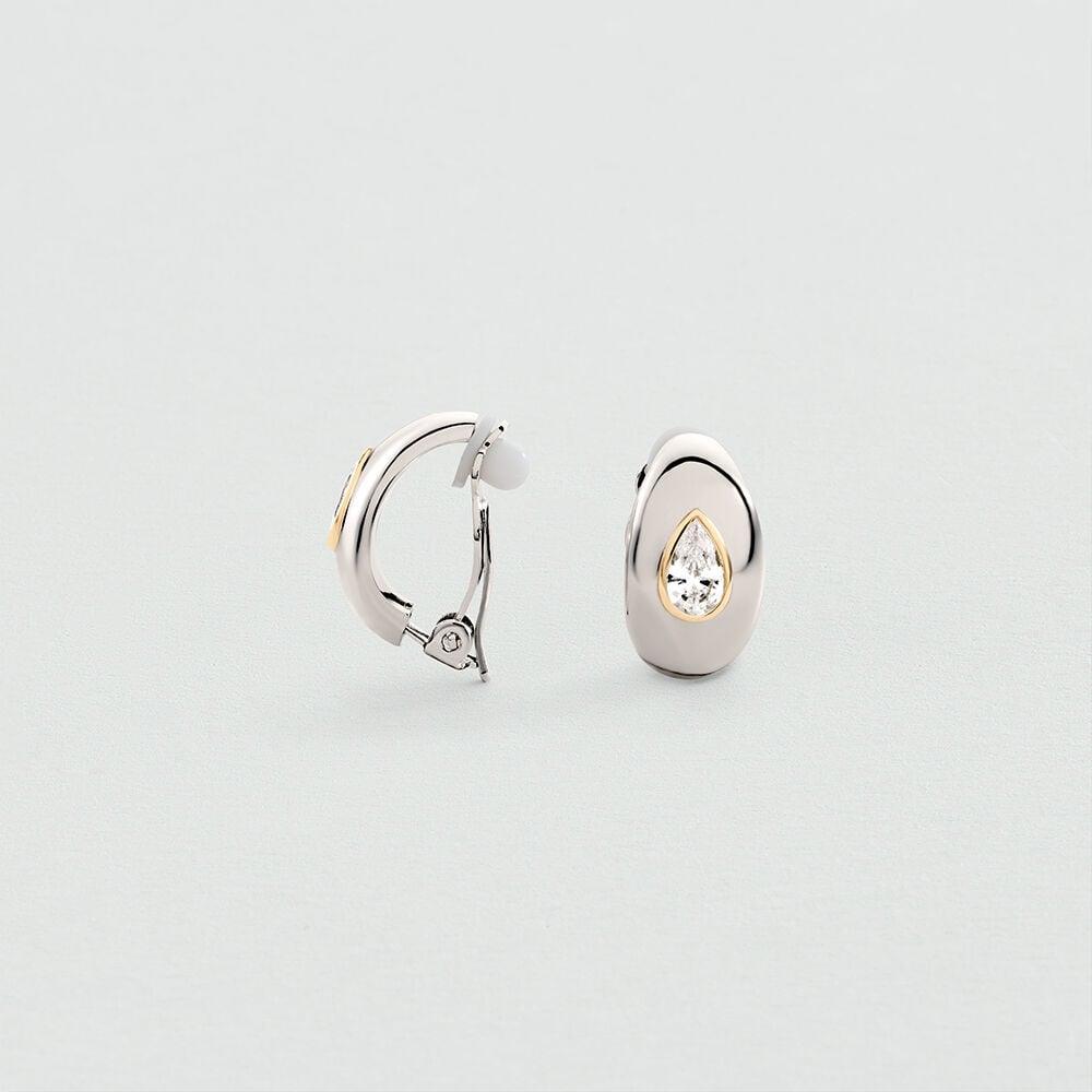 Boucles d'oreilles clips GOUTTE VICTOIRE - Cristal / Argenté - 2