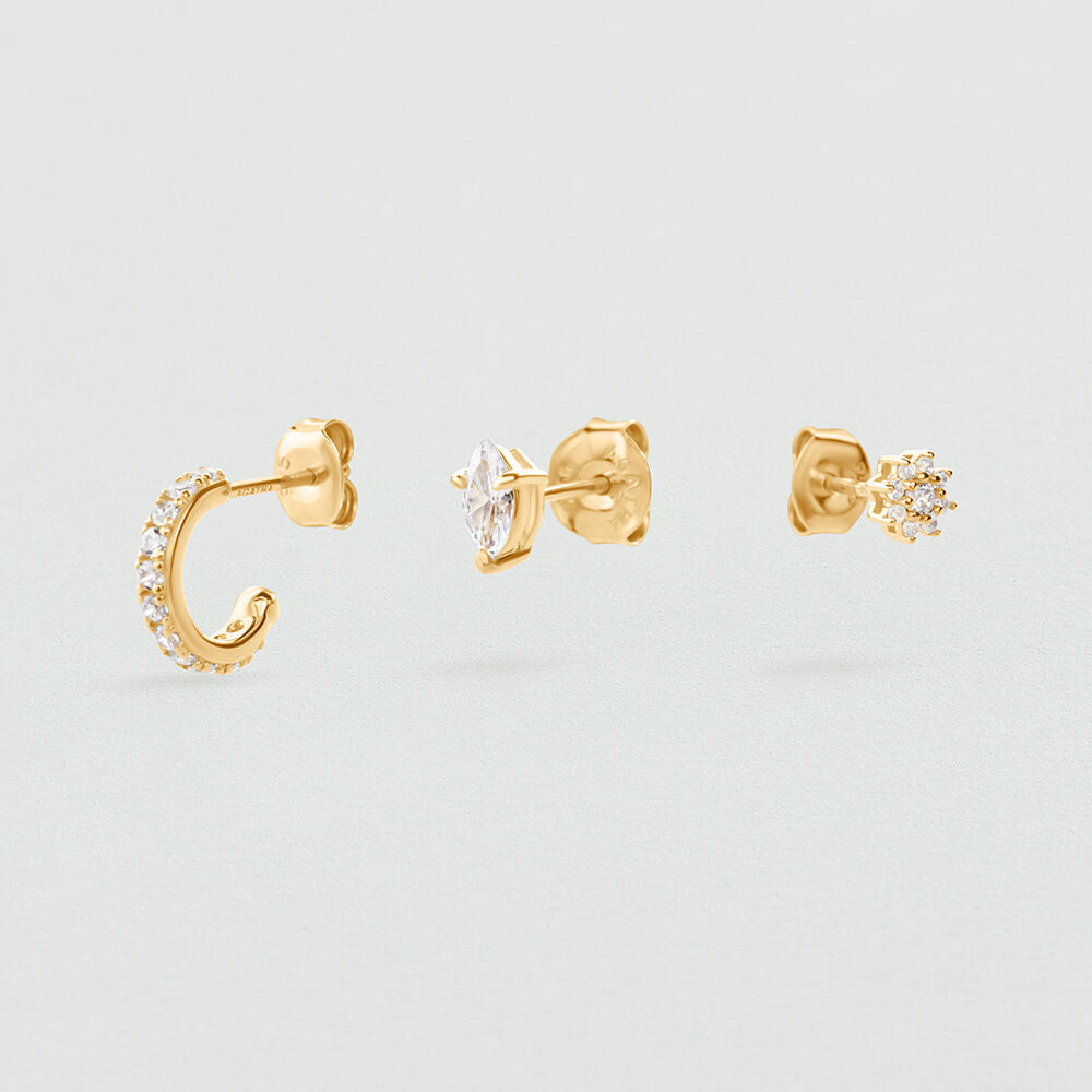 Set de boucles d'oreilles MIX & MATCH - Cristal / Doré - 1