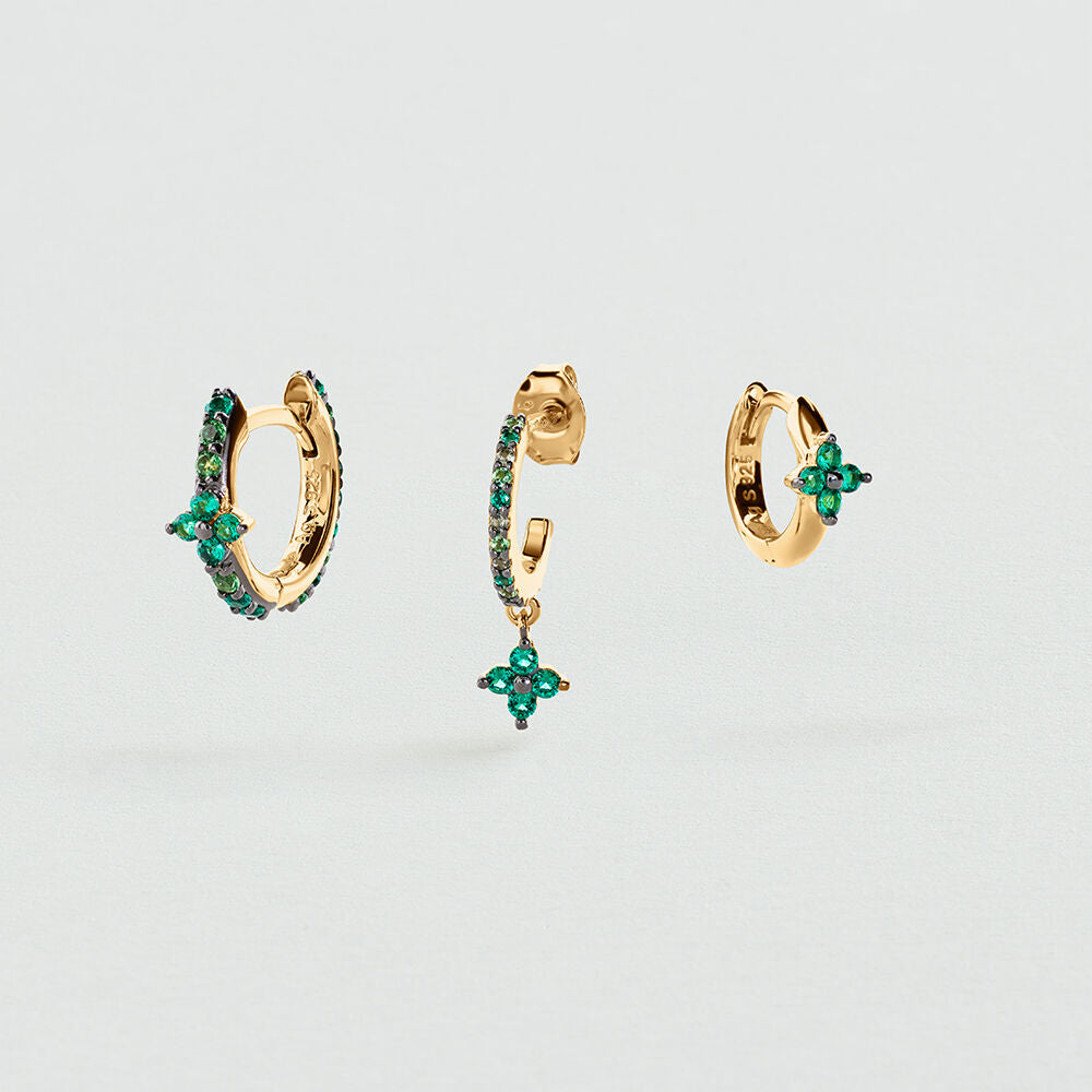Set de boucles d'oreilles BELOVED MIX & MATCH - Vert / Doré - 1