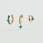 Set de boucles d'oreilles BELOVED MIX & MATCH - Vert / Doré - 1