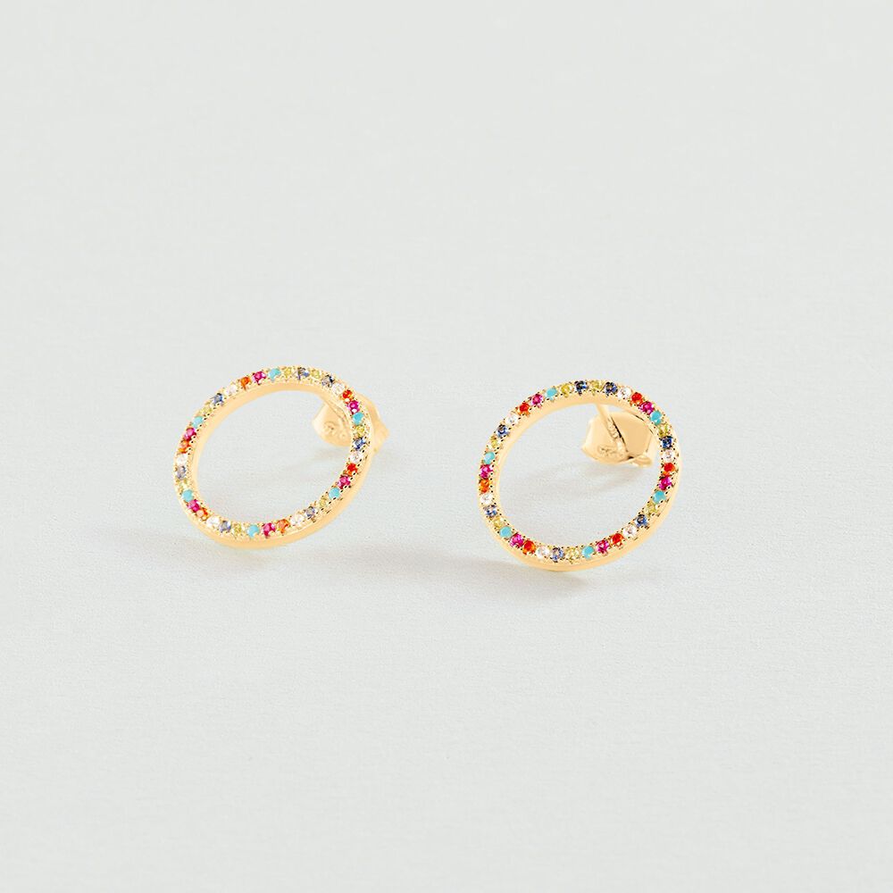 Boucles d'oreilles pendantes RAINBOW - Multicolore / Doré - 1