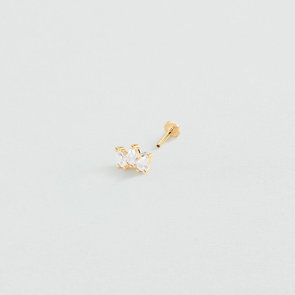 Piercing puce MIX & MATCH - Cristal / Doré - 2