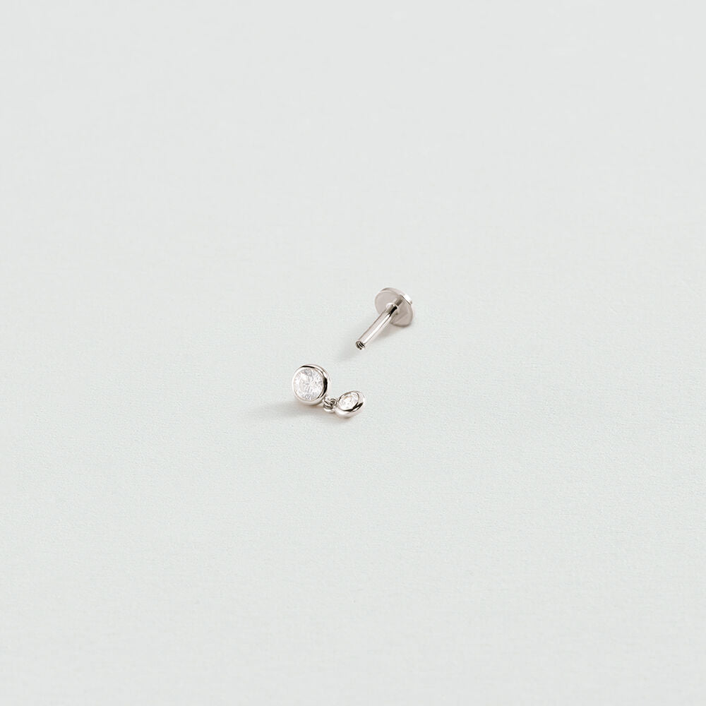 Piercing puce MIX & MATCH - Cristal / Argenté - 2