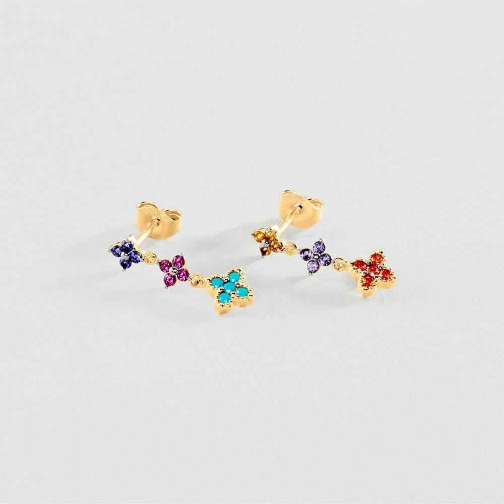 Boucles d'oreilles pendantes BELOVED - Multicolore / Doré - 1
