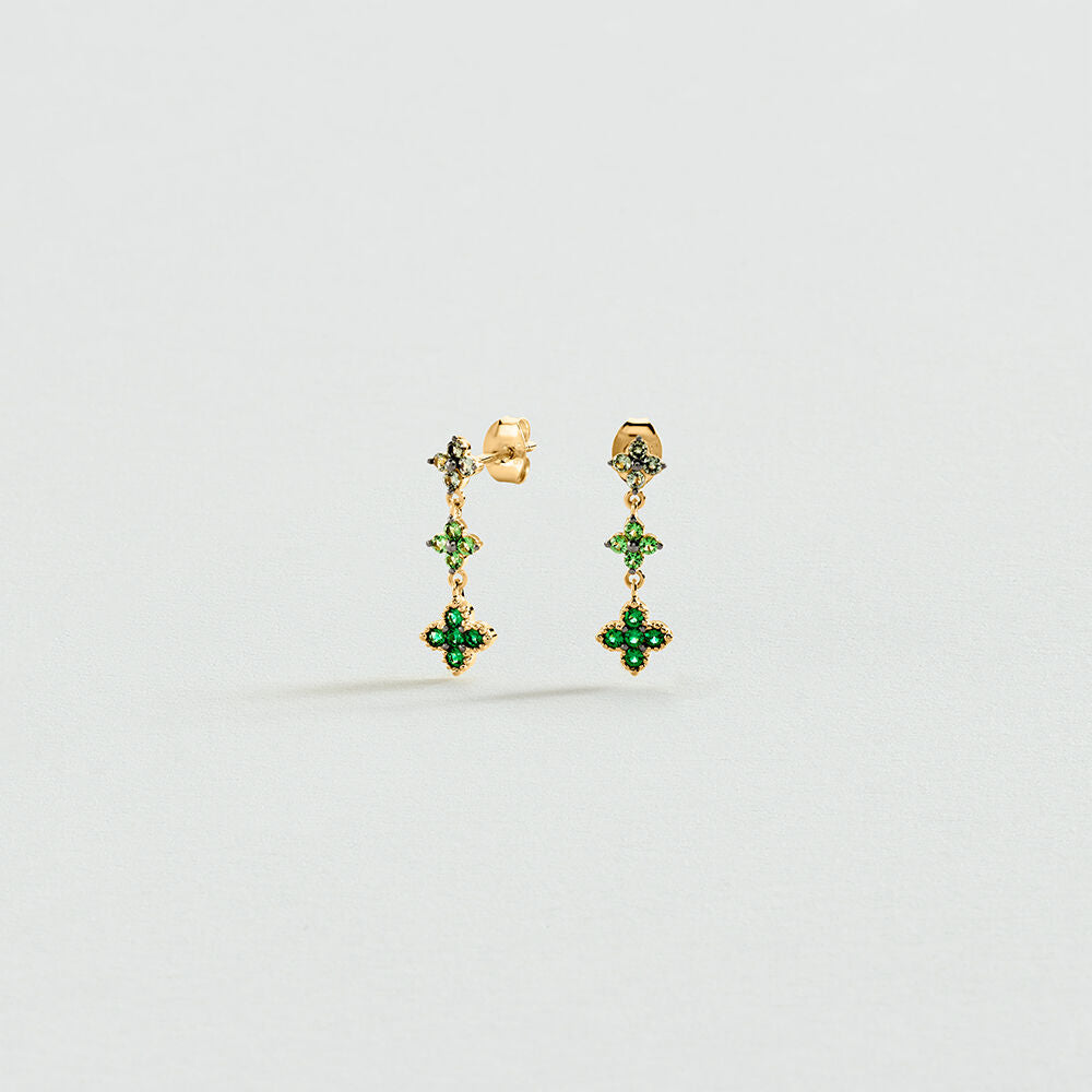 Boucles d'oreilles pendantes BELOVED - Vert / Doré - 1