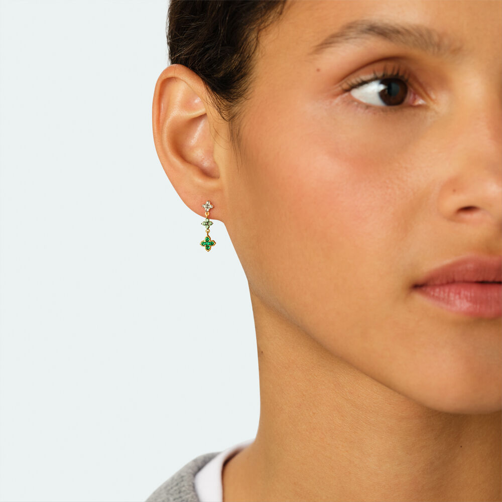 Boucles d'oreilles pendantes BELOVED - Vert / Doré - 2