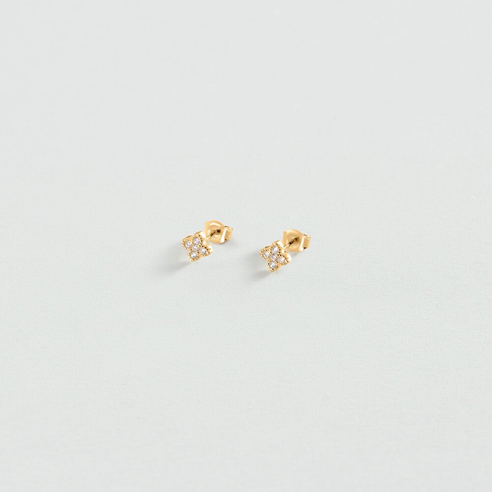 Boucles d'oreilles puces BELOVED - Cristal / Doré - 1